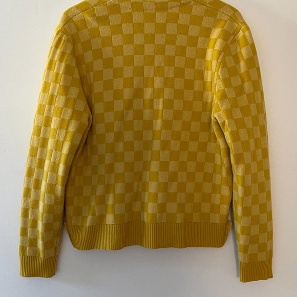 Bode - Yellow Duotone Checkerboard Cardigan - Picture 3 of 5